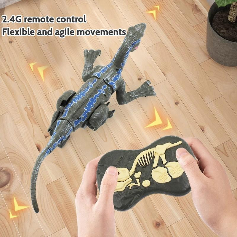 Walking Remote Control Dinosaur with 3D Eyes - Realistic Jurassic Toy & Rechargeable Fun for Christmas!